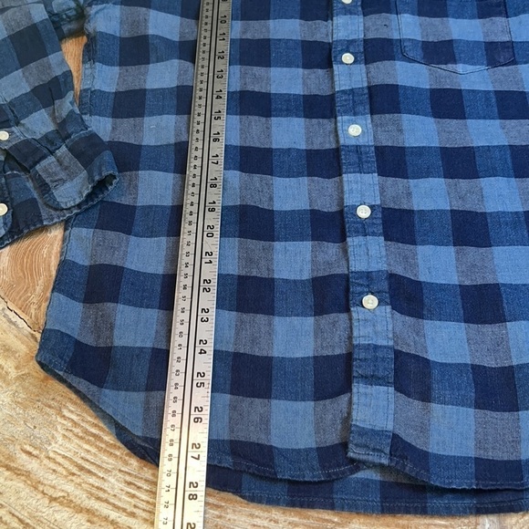 J CREW Men’s Linen Blend Button Down in Blue Plaid, Size M, Slim Fit - Picture 5 of 9